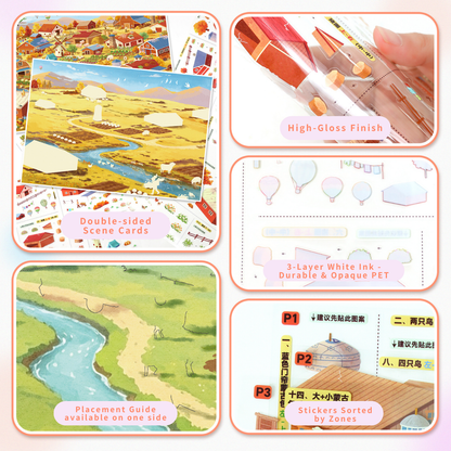 [Mongolian Grassland] XL Series Isometric Scene Stickers