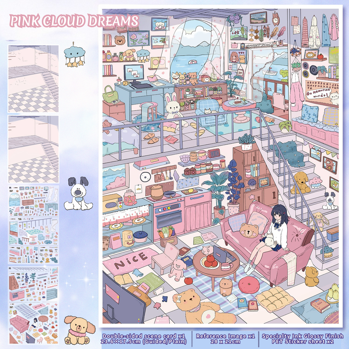 [Pink Cloud Dreams] Midi Series Isometric Scene Stickers