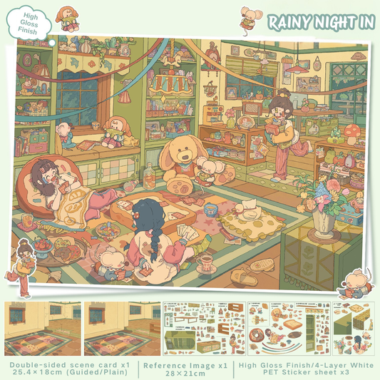 [Rainy Night In] Midi Series Isometric Scene Stickers