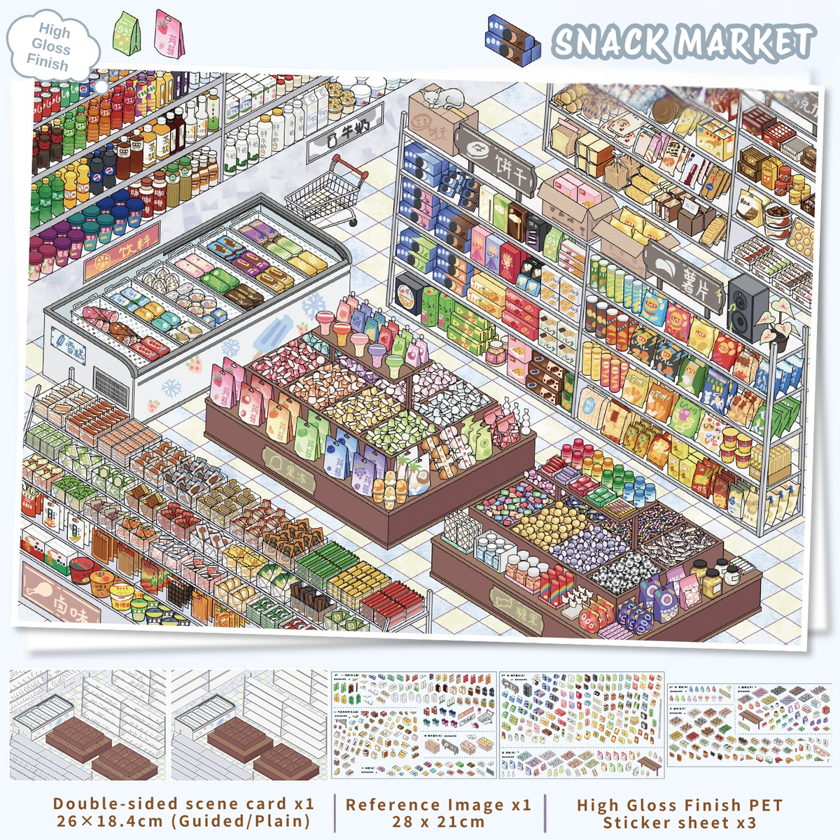 [Snack Market] Midi Series Isometric Scene Stickers