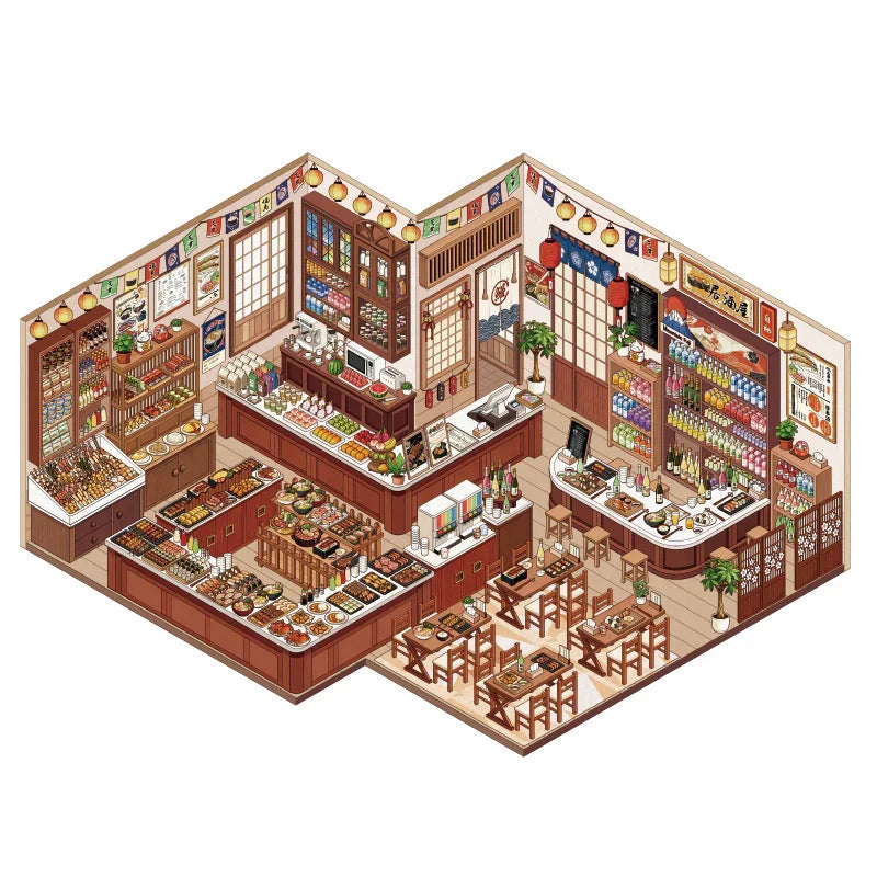 [Japanese Restaurant] XL Series Isometric Scene Stickers