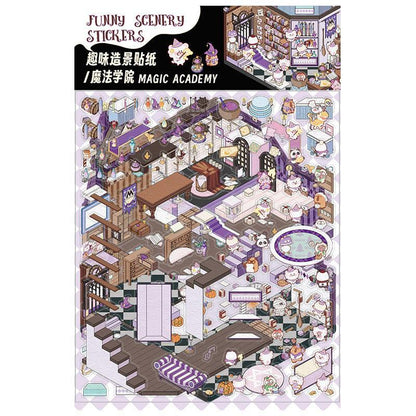 [Magic Academy] XL Series Isometric Scene Stickers - Cozy Sticker Room