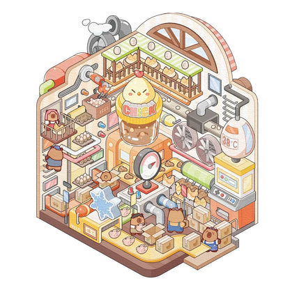 [Chicken and Egg Factory] Isometric Miniature Scene Stickers - Cozy Sticker Room