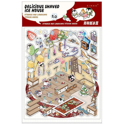 [Shaved Ice House] Isometric Miniature Scene Stickers - Cozy Sticker Room