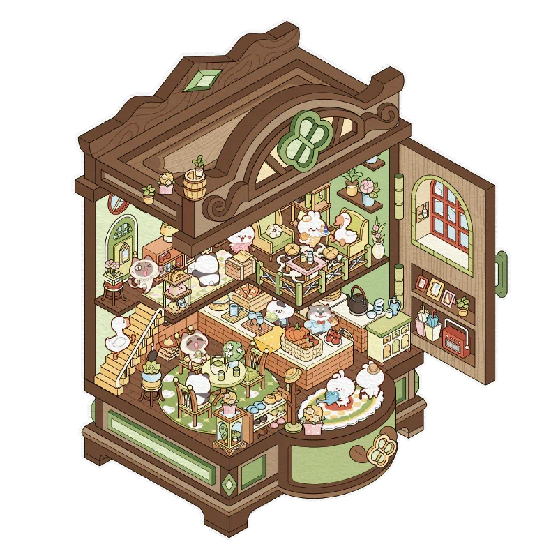 [Magic Cabinet] Isometric Miniature Scene Stickers - Cozy Sticker Room
