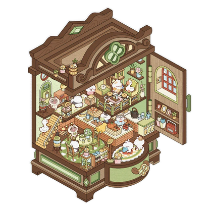 [Magic Cabinet] Isometric Miniature Scene Stickers - Cozy Sticker Room