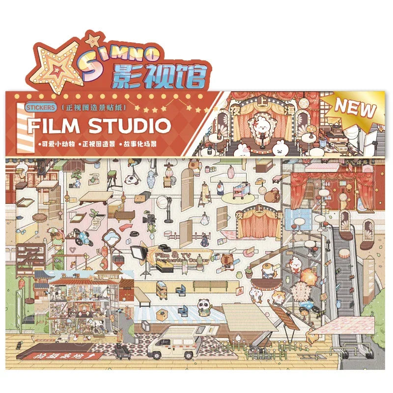 [Film Studio] Front-View XL Scene Stickers - Cozy Sticker Room