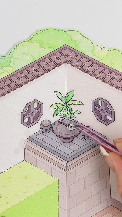 [Chinese Tranquil Courtyard] Midi Series Isometric Scene Stickers